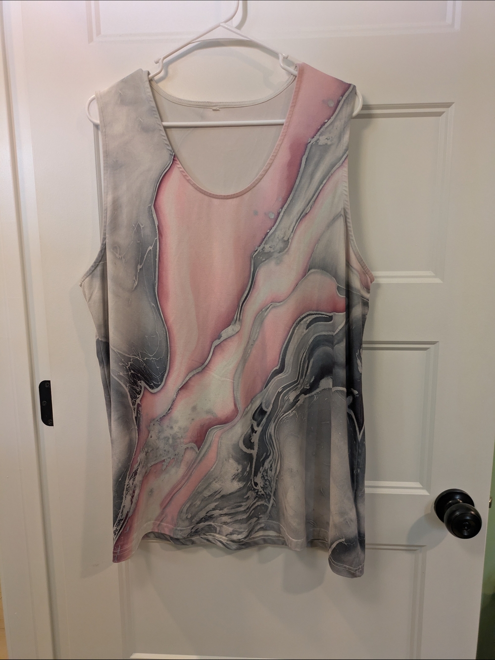 🔴 3/$15  Sleeveless Marble-Print Tank Top - Pink & Gray